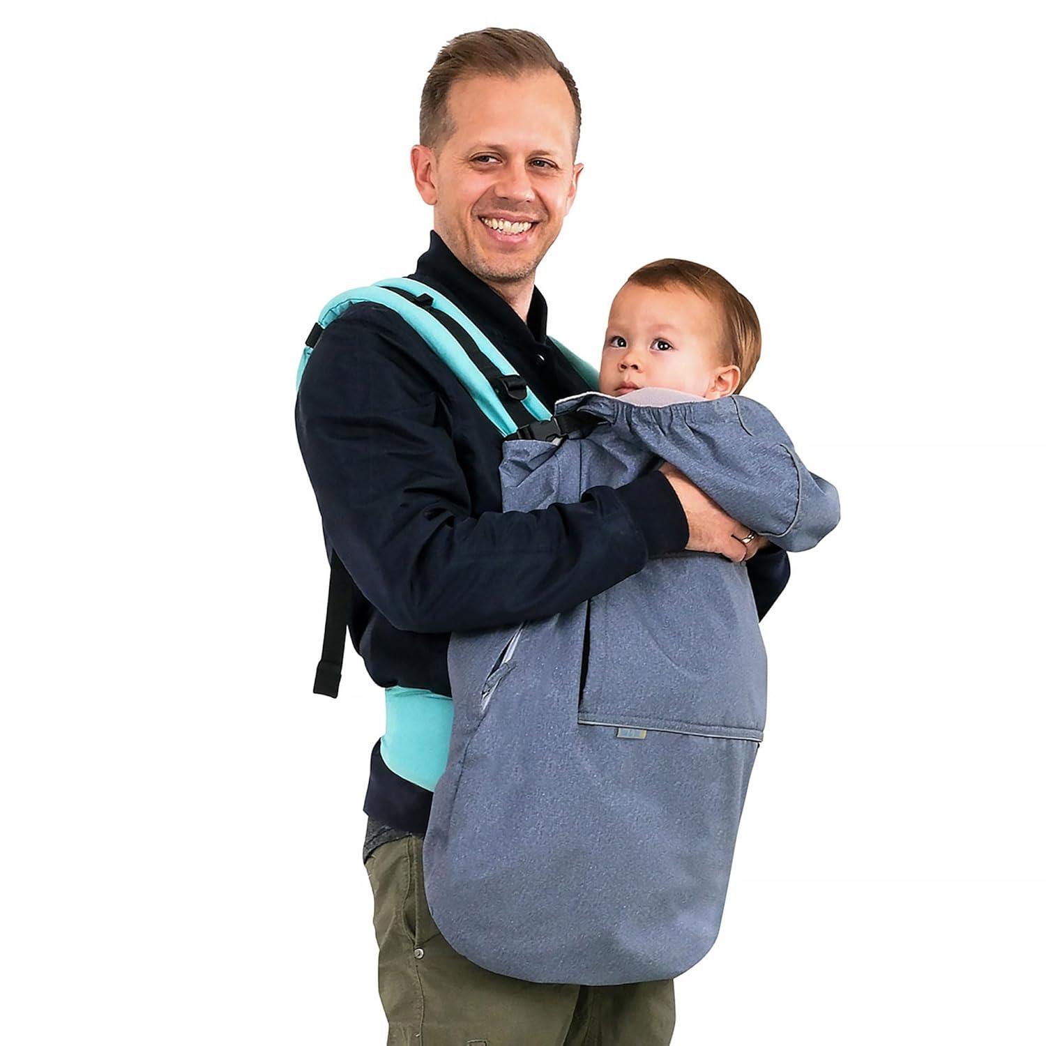 imageJAN ampamp JUL Waterproof Baby Carrier Cover for Rain Universal Fit for Car Seats and Strollers Dusty BlueHeather Grey