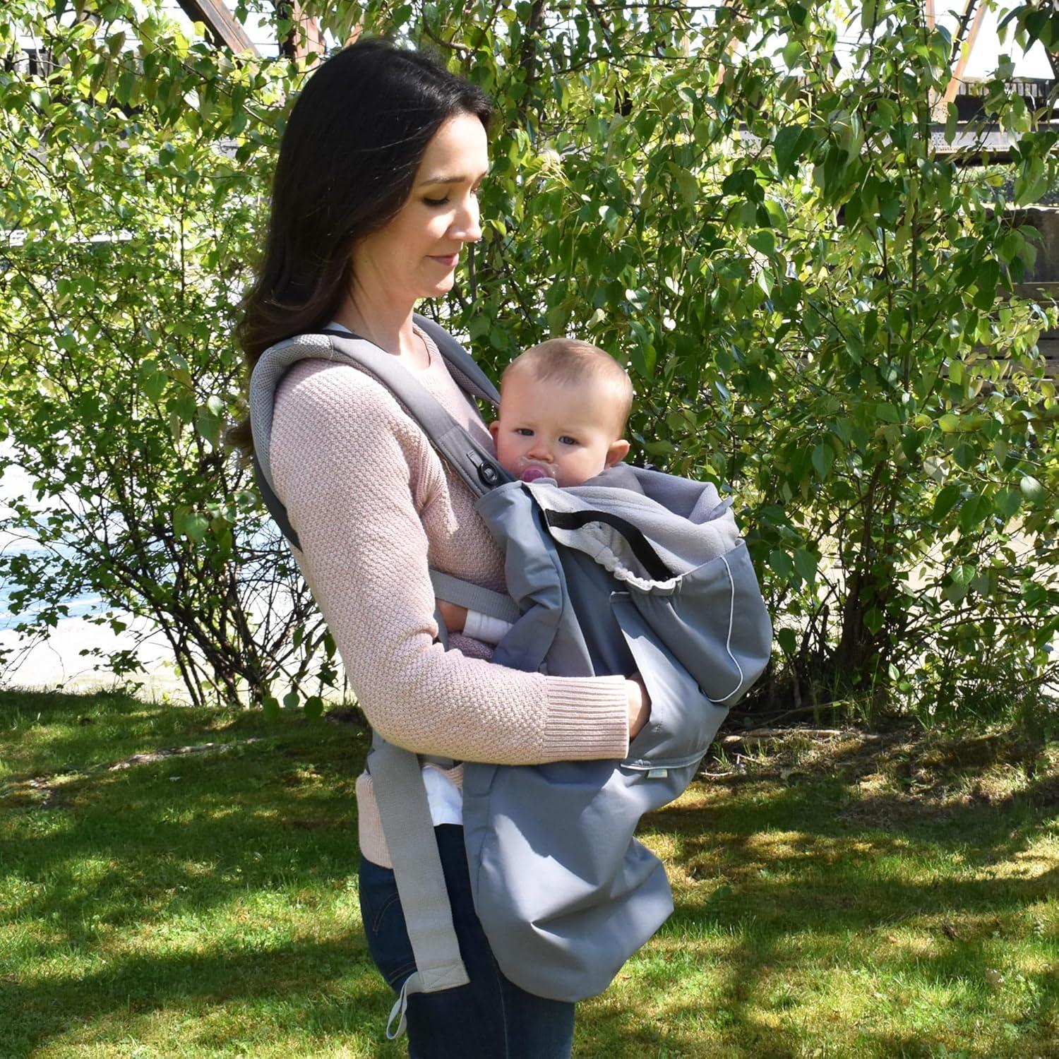 imageJAN ampamp JUL Waterproof Baby Carrier Cover for Rain Universal Fit for Car Seats and Strollers Dusty BlueHeather Grey