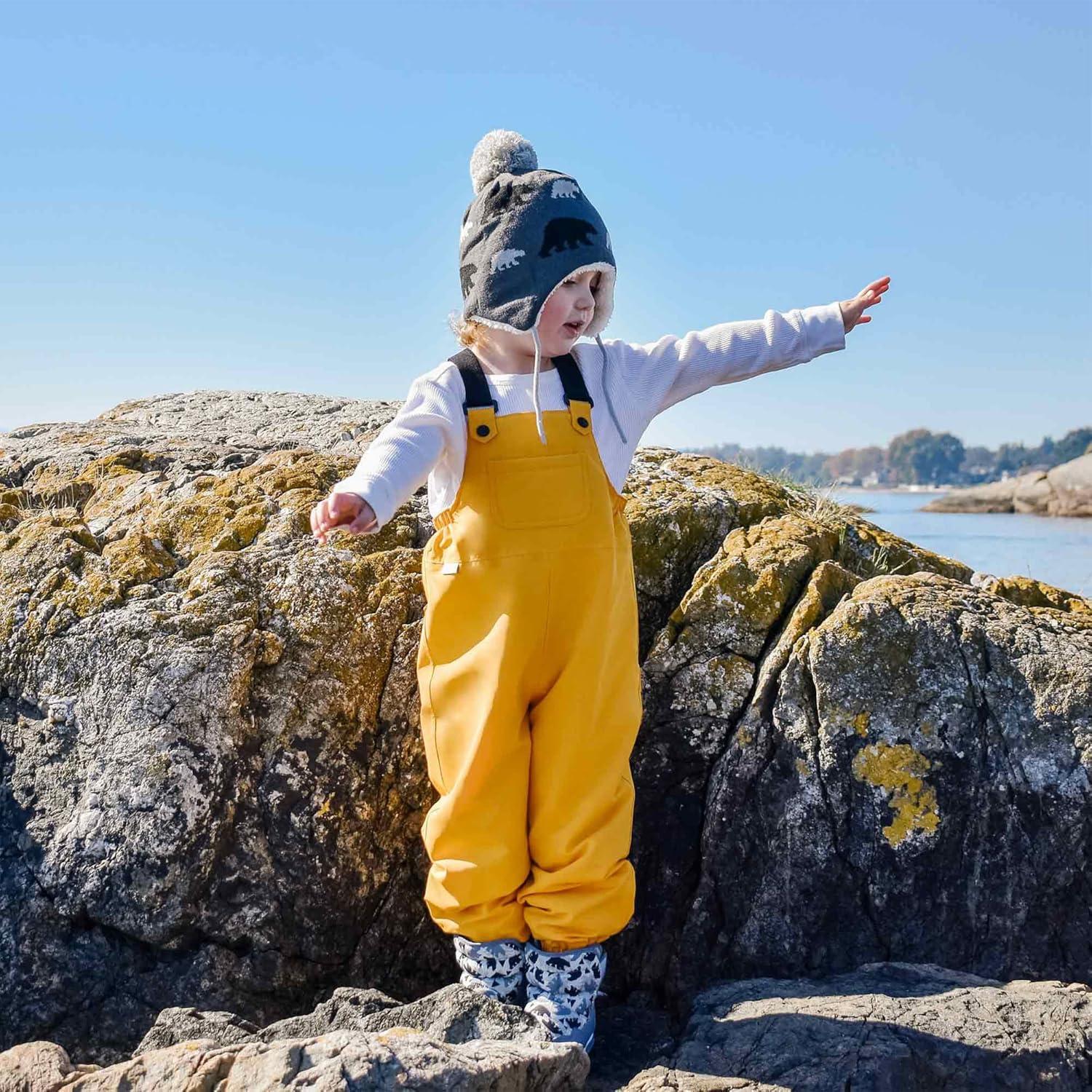 imageJAN ampamp JUL Waterproof Rain Bib Pants Overalls for Toddlers and KidsPuddledry Yellow