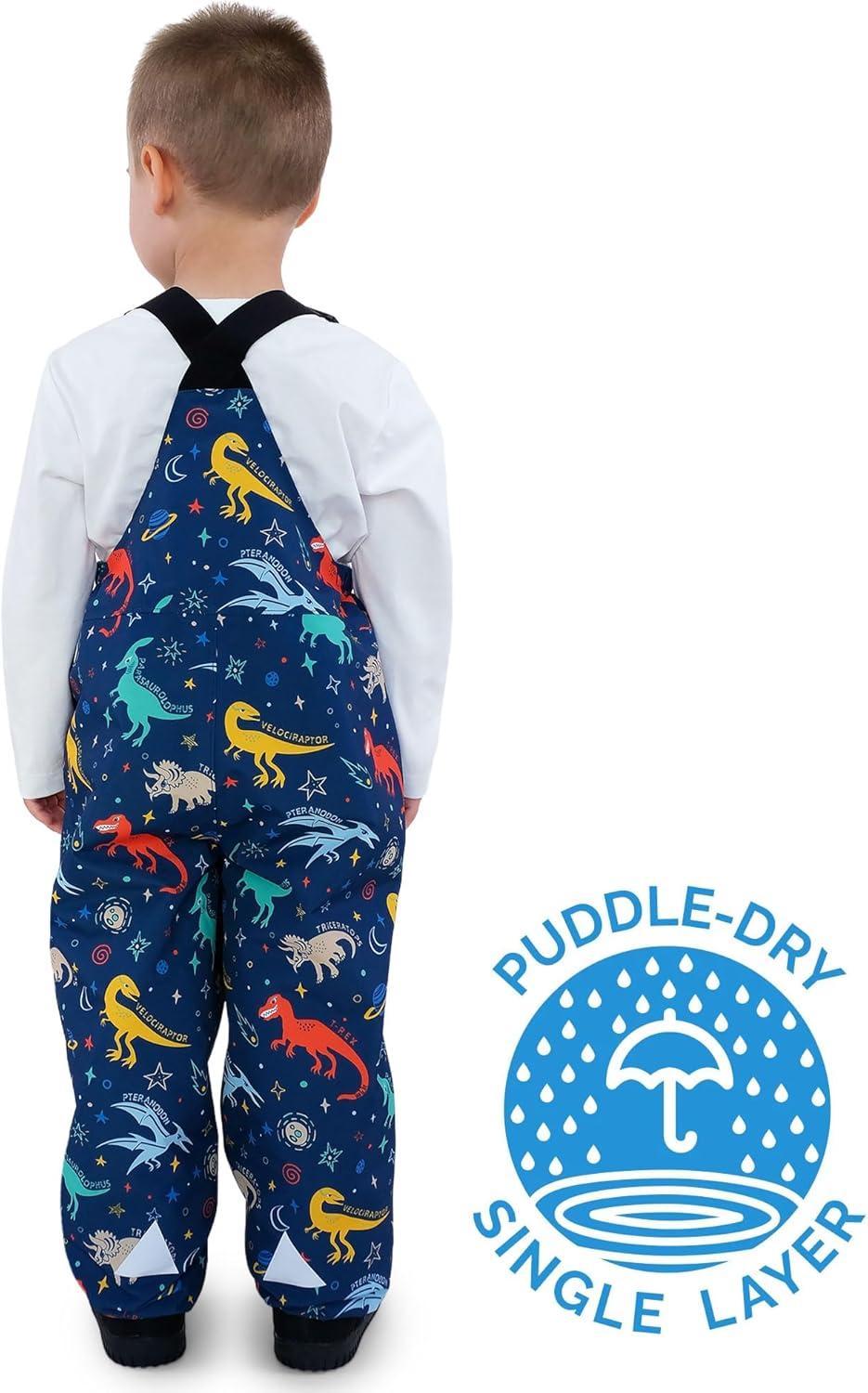 imageJAN ampamp JUL Waterproof Rain Bib Pants Overalls for Toddlers and KidsSingle Layer Space Dinos