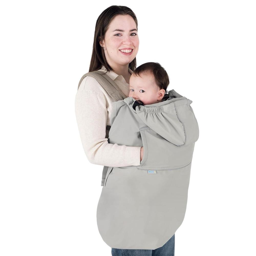 imageJAN ampamp JUL Waterproof Baby Carrier Cover for Rain Universal Fit for Car Seats and Strollers Dusty BlueGreystone