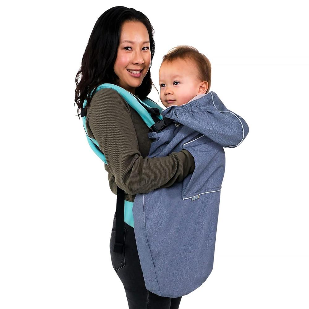 imageJAN ampamp JUL Waterproof Baby Carrier Cover for Rain Universal Fit for Car Seats and Strollers Dusty BlueHeather Grey