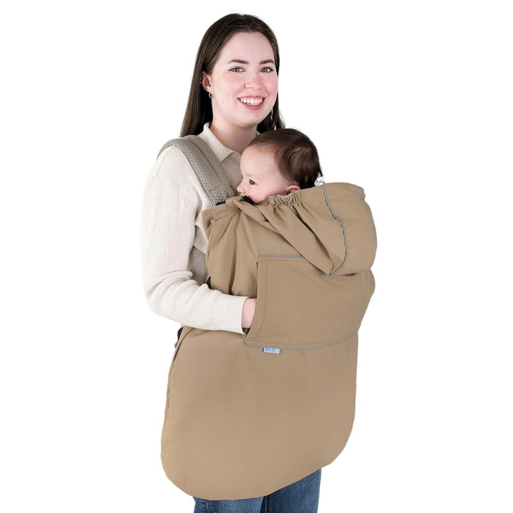 imageJAN ampamp JUL Waterproof Baby Carrier Cover for Rain Universal Fit for Car Seats and Strollers Dusty BlueSoft Brown