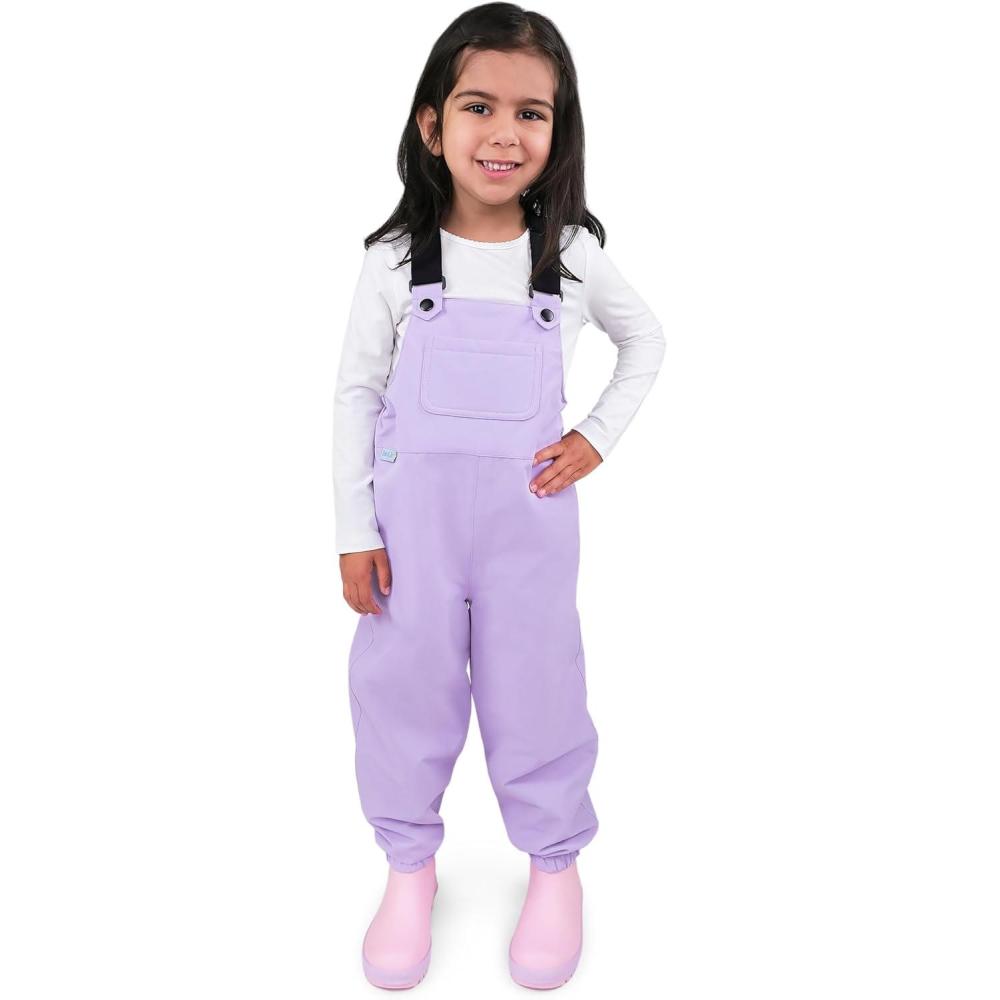 imageJAN ampamp JUL Waterproof Rain Bib Pants Overalls for Toddlers and KidsSingle Layer Lavender