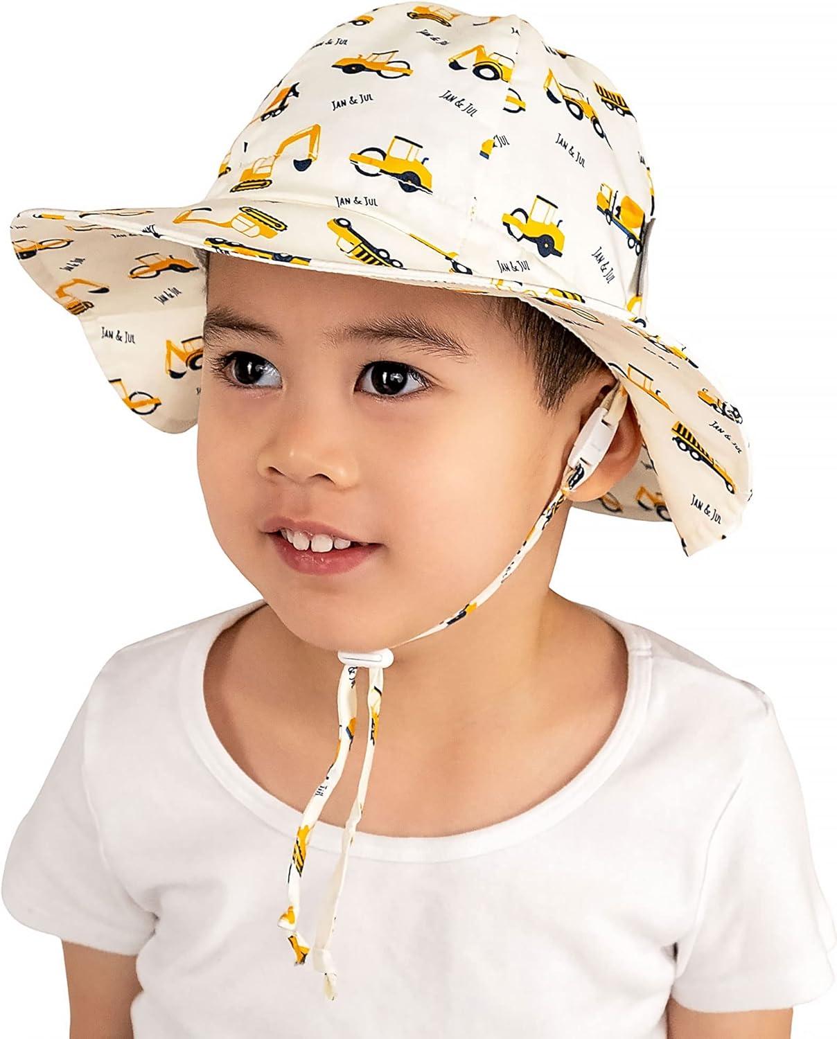 imageJAN ampamp JUL Adjustable Cotton Floppy Sun Hat with 50 UPF Protection for BoysLittle Diggers
