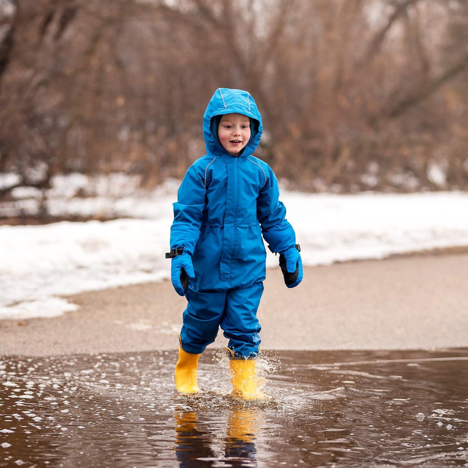 imageJAN ampamp JUL Waterproof Rain Suit Windproof Coveralls for Toddlers and KidsThinliner Navy Dino Kids