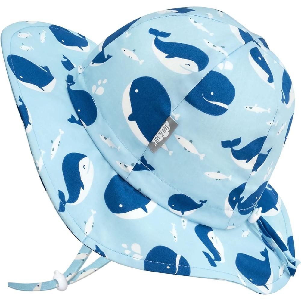 imageJAN ampamp JUL Adjustable Cotton Floppy Sun Hat with 50 UPF Protection for BoysBlue Whale