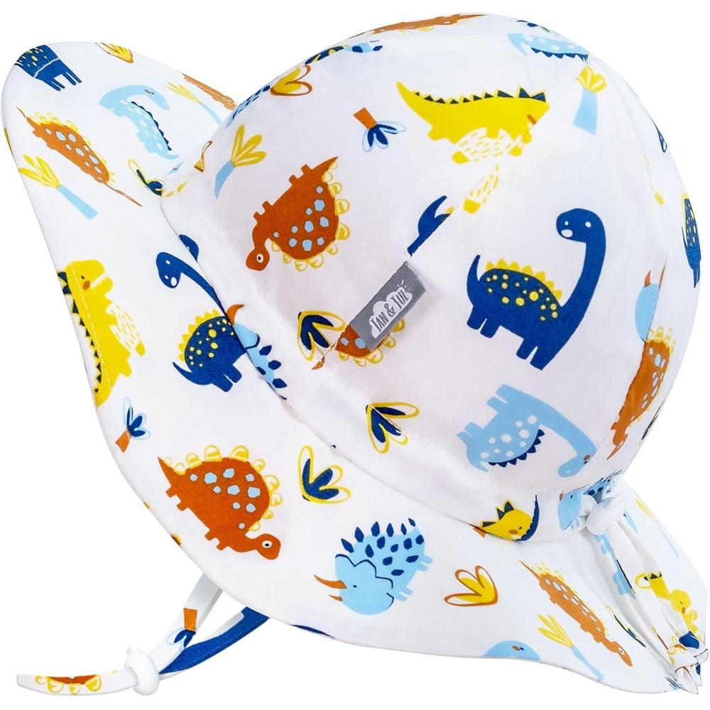 imageJAN ampamp JUL Adjustable Cotton Floppy Sun Hat with 50 UPF Protection for BoysDino Kids