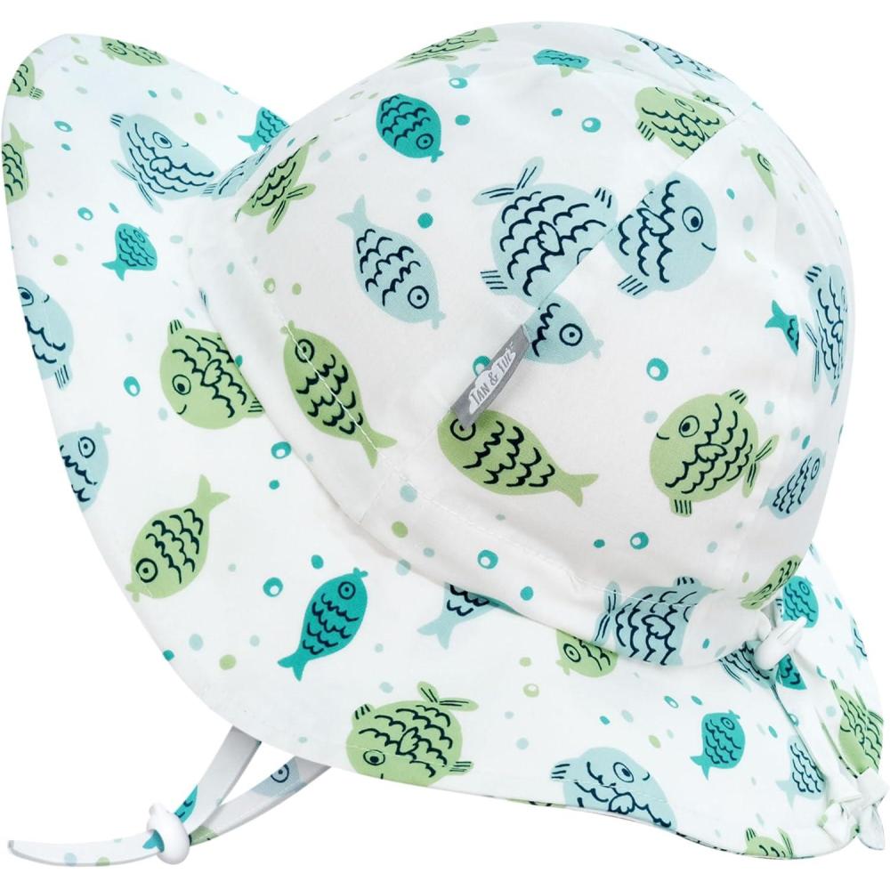 imageJAN ampamp JUL Breathable Cotton Sun Hat with 50 UPF Protection for Toddler BoysFish Friends