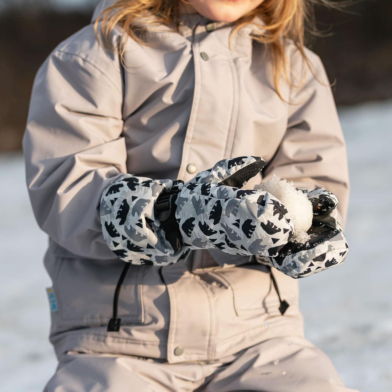 imageJAN ampamp JUL Boys StayOn Snow Mittens Waterproof InsulatedNo Thumb Bear Cub Rated 15