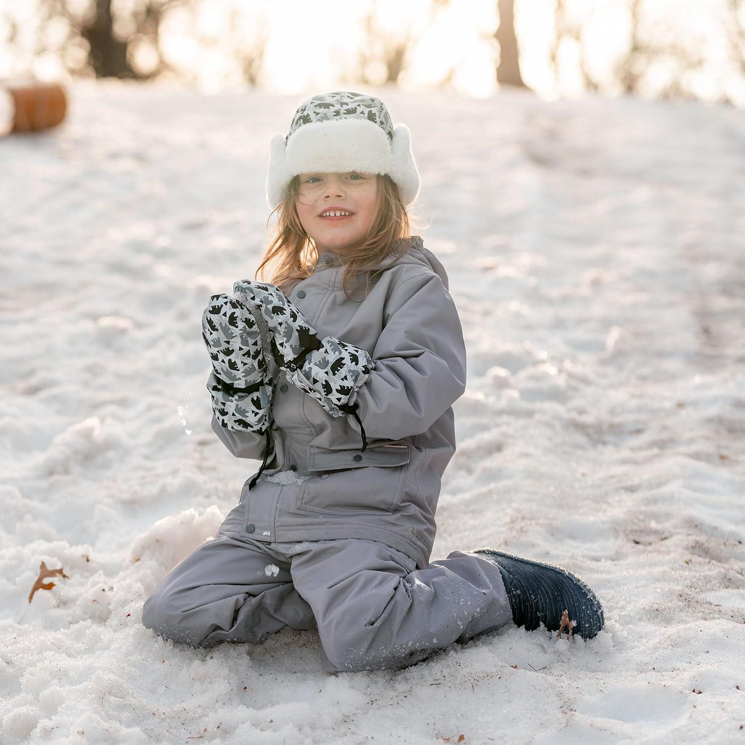 imageJAN ampamp JUL Boys StayOn Snow Mittens Waterproof InsulatedNo Thumb Bear Cub Rated 15
