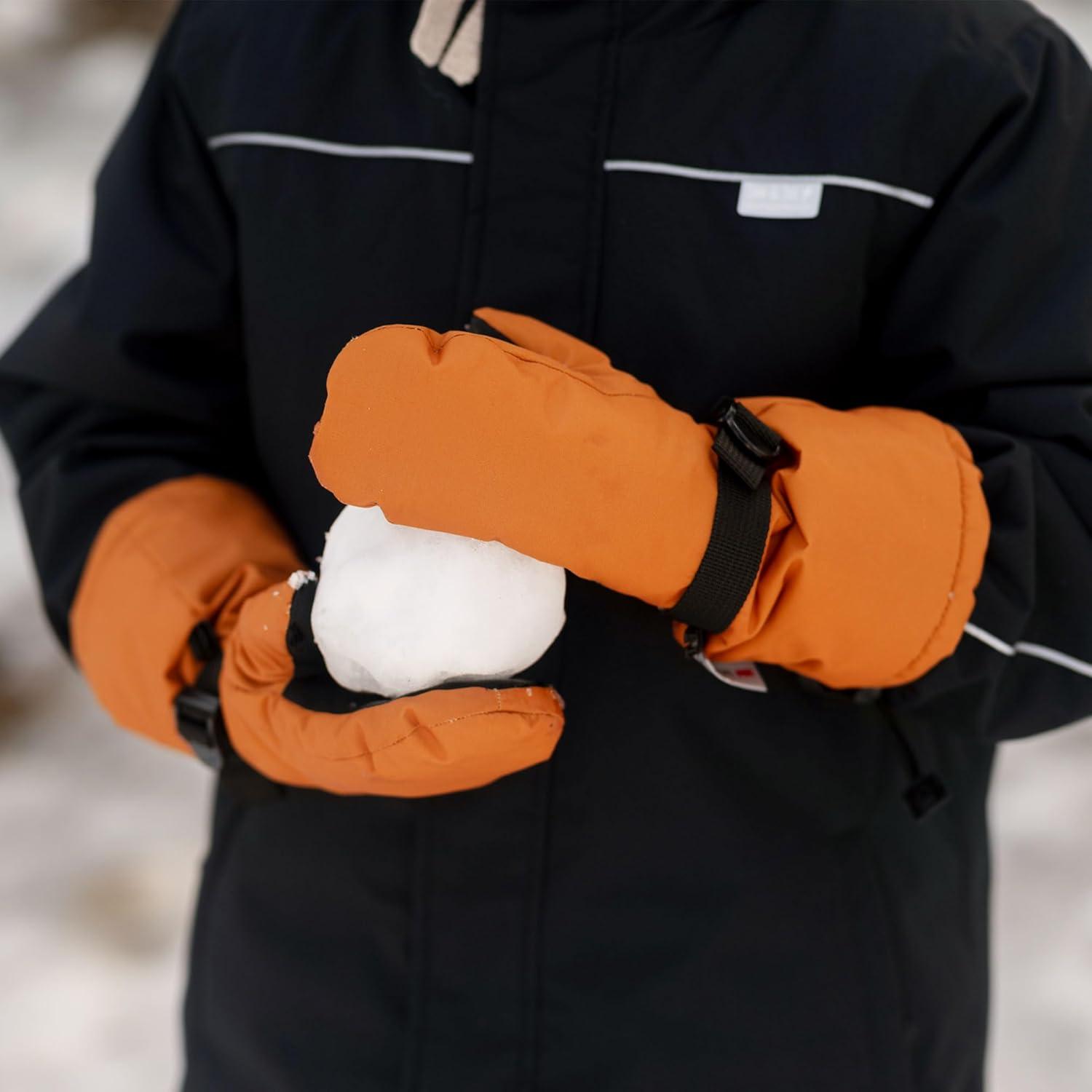 imageJAN ampamp JUL Boys StayOn Snow Mittens Waterproof InsulatedNo Thumb Cinnamon Rated 15
