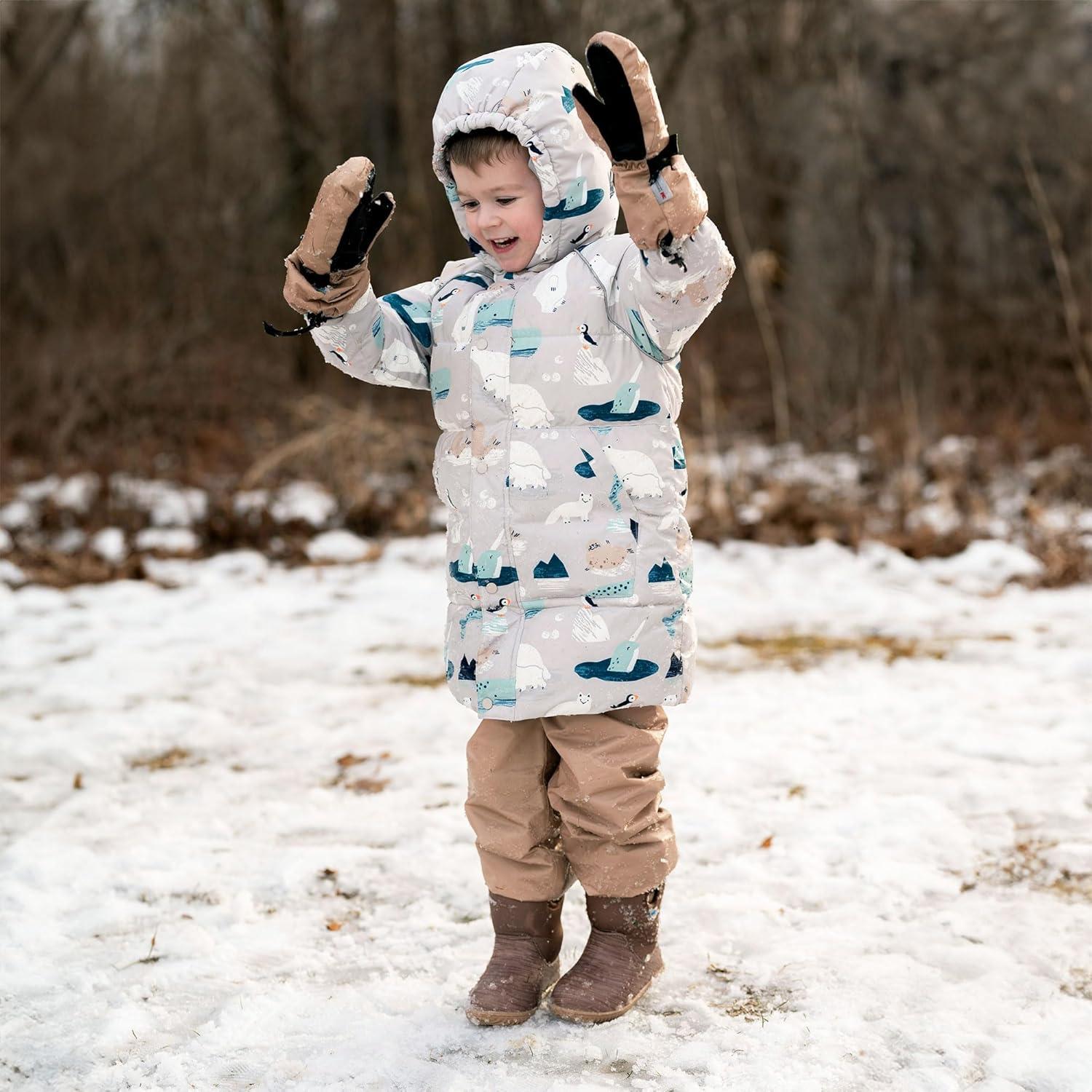 imageJAN ampamp JUL Boys StayOn Snow Mittens Waterproof InsulatedWith Thumb Soft Brown Rated 15