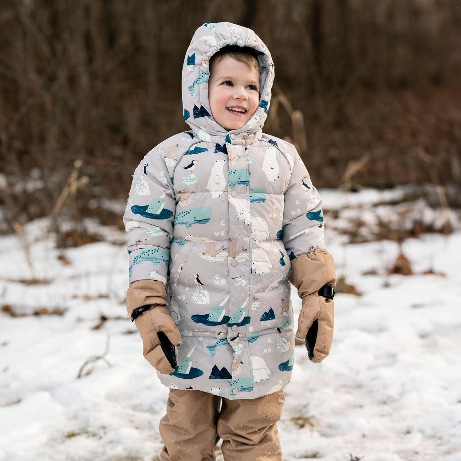 imageJAN ampamp JUL Boys StayOn Snow Mittens Waterproof InsulatedWith Thumb Soft Brown Rated 15