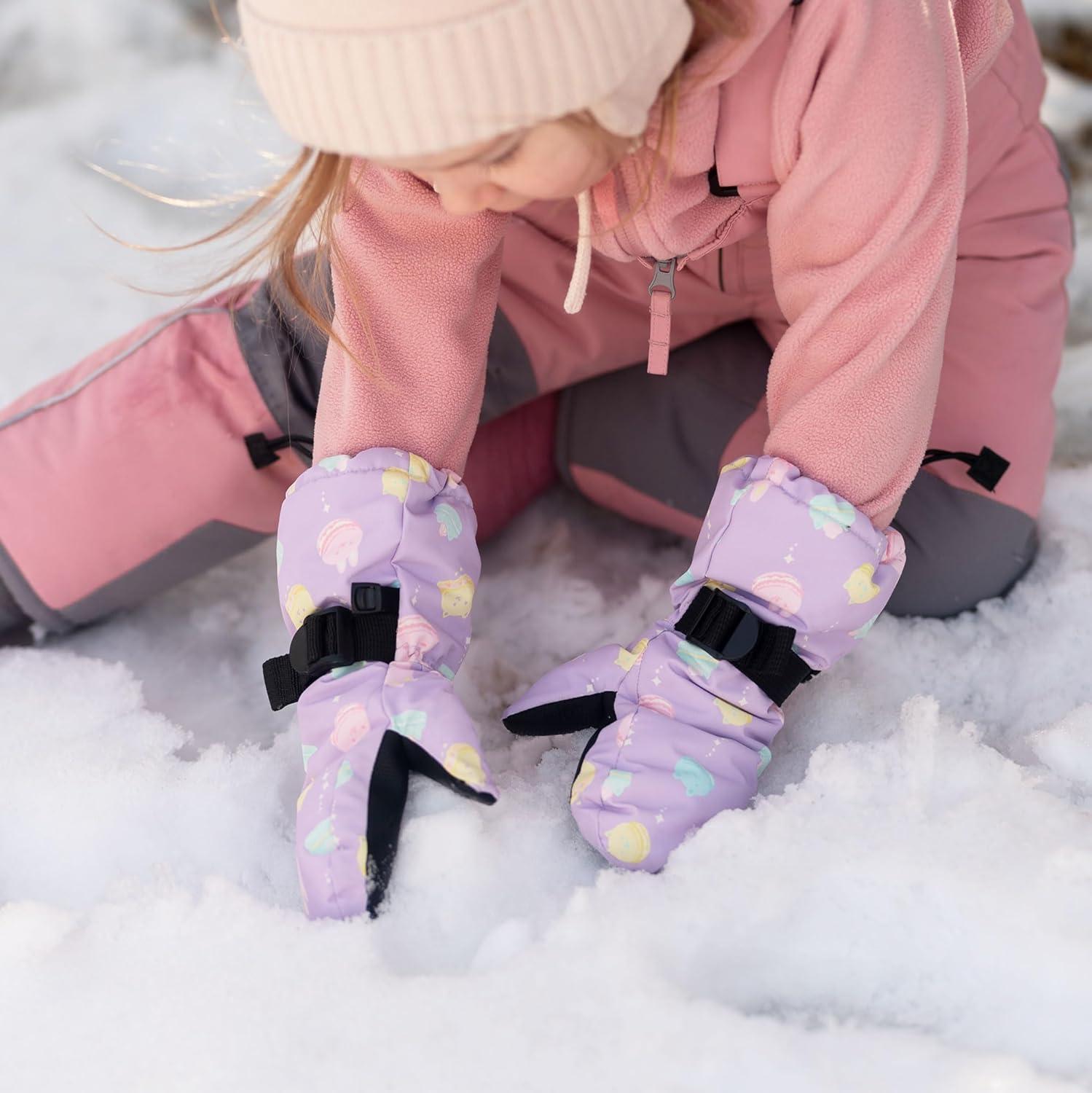 imageJAN ampamp JUL Girls Insulated Waterproof Snow Mittens for Toddler and KidsNo Thumb Macarons Rated 15