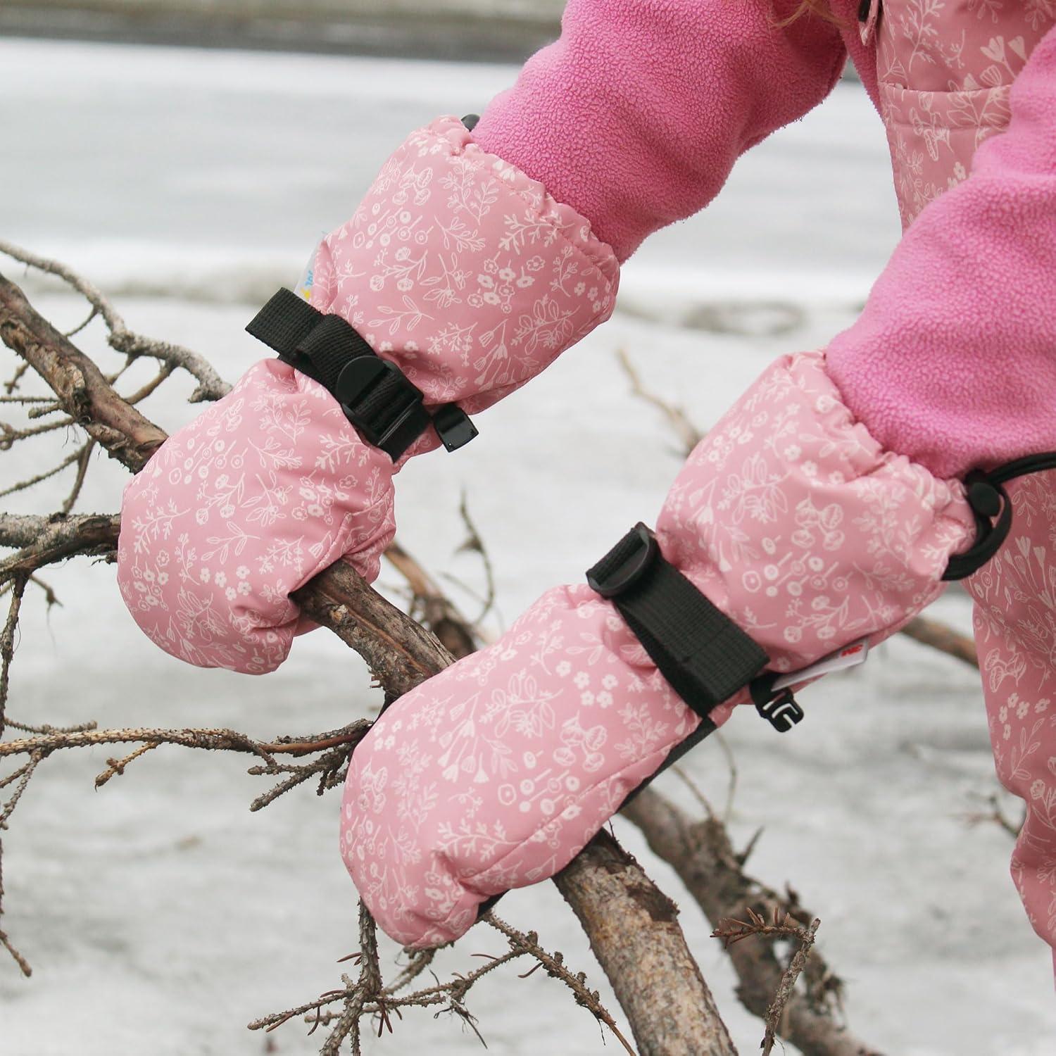 imageJAN ampamp JUL Girls Insulated Waterproof Snow Mittens for Toddler and KidsNo Thumb Prairie Flowers Rated 15