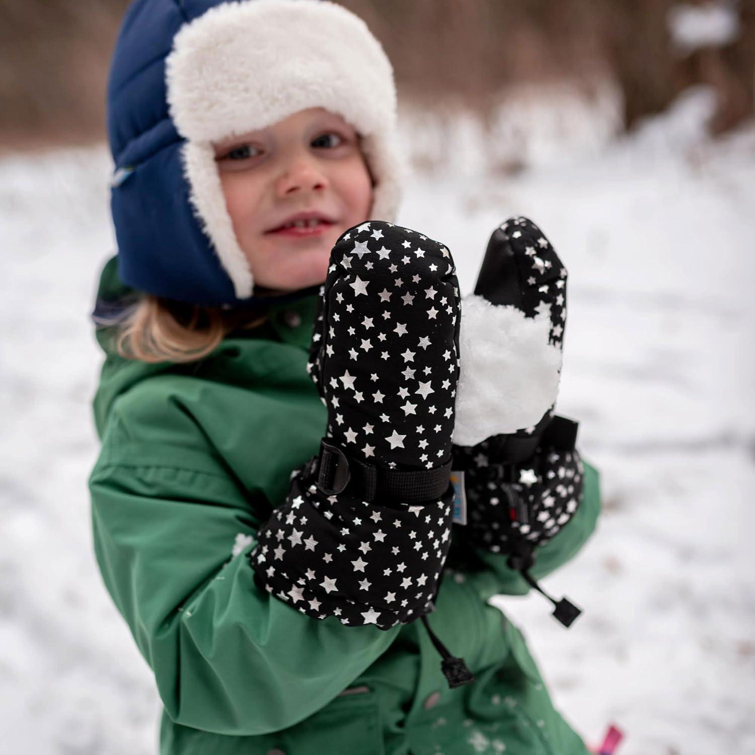 imageJAN ampamp JUL Mittens for Baby Toddler Kids Waterproof Insulated Winter Gloves for GirlsWith Thumb Black Star Rated 15