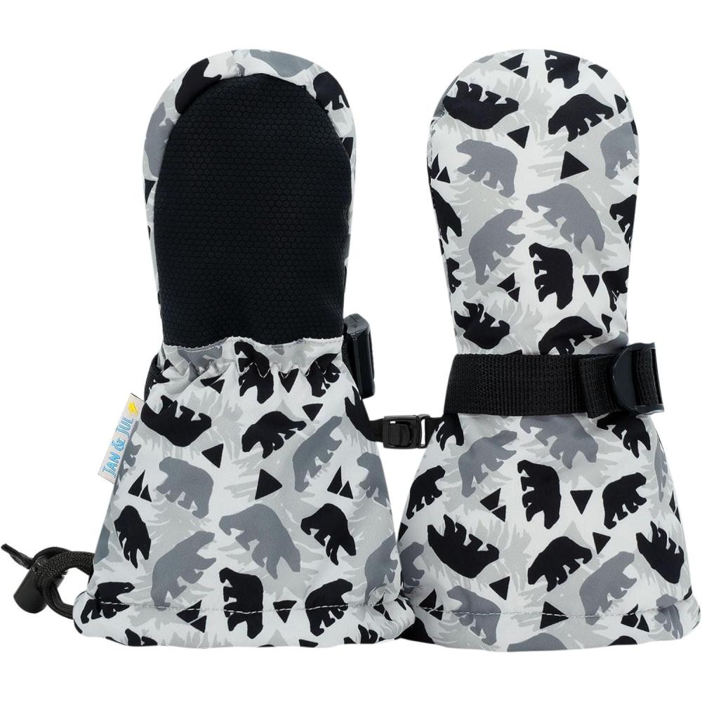 imageJAN ampamp JUL Boys StayOn Snow Mittens Waterproof InsulatedNo Thumb Bear Cub Rated 15