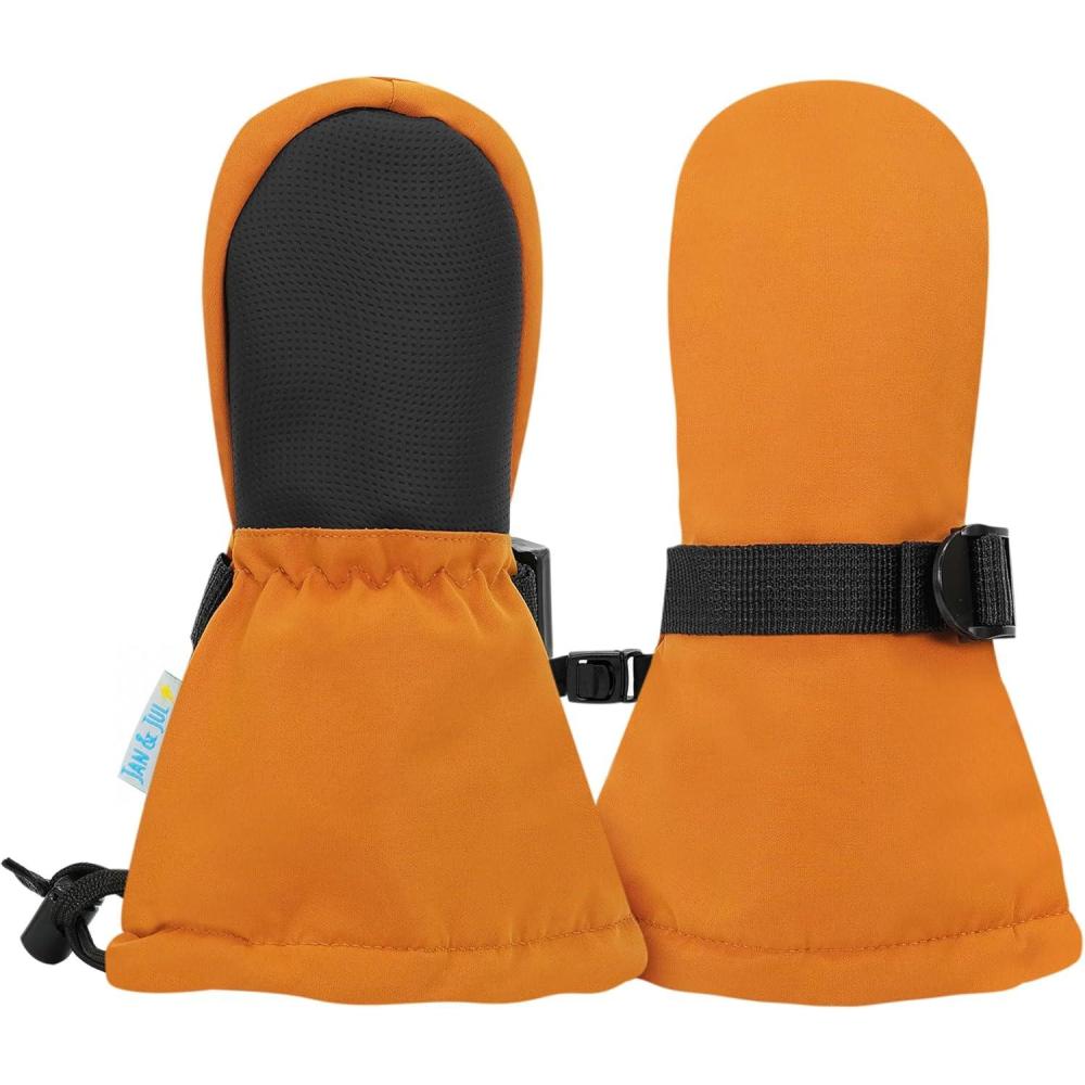 imageJAN ampamp JUL Boys StayOn Snow Mittens Waterproof InsulatedNo Thumb Cinnamon Rated 15