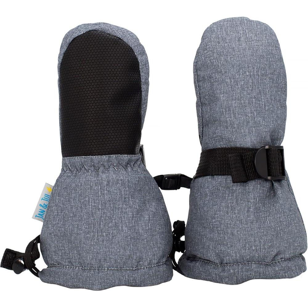 imageJAN ampamp JUL Boys StayOn Snow Mittens Waterproof InsulatedNo Thumb Heather Grey Rated 15