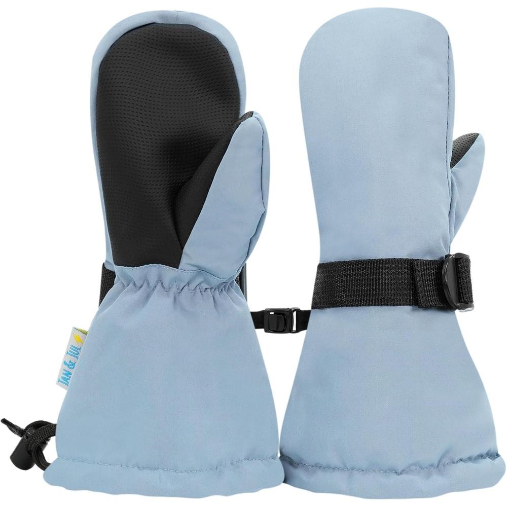 imageJAN ampamp JUL Boys StayOn Snow Mittens Waterproof InsulatedWith Thumb Dusty Blue Rated 15