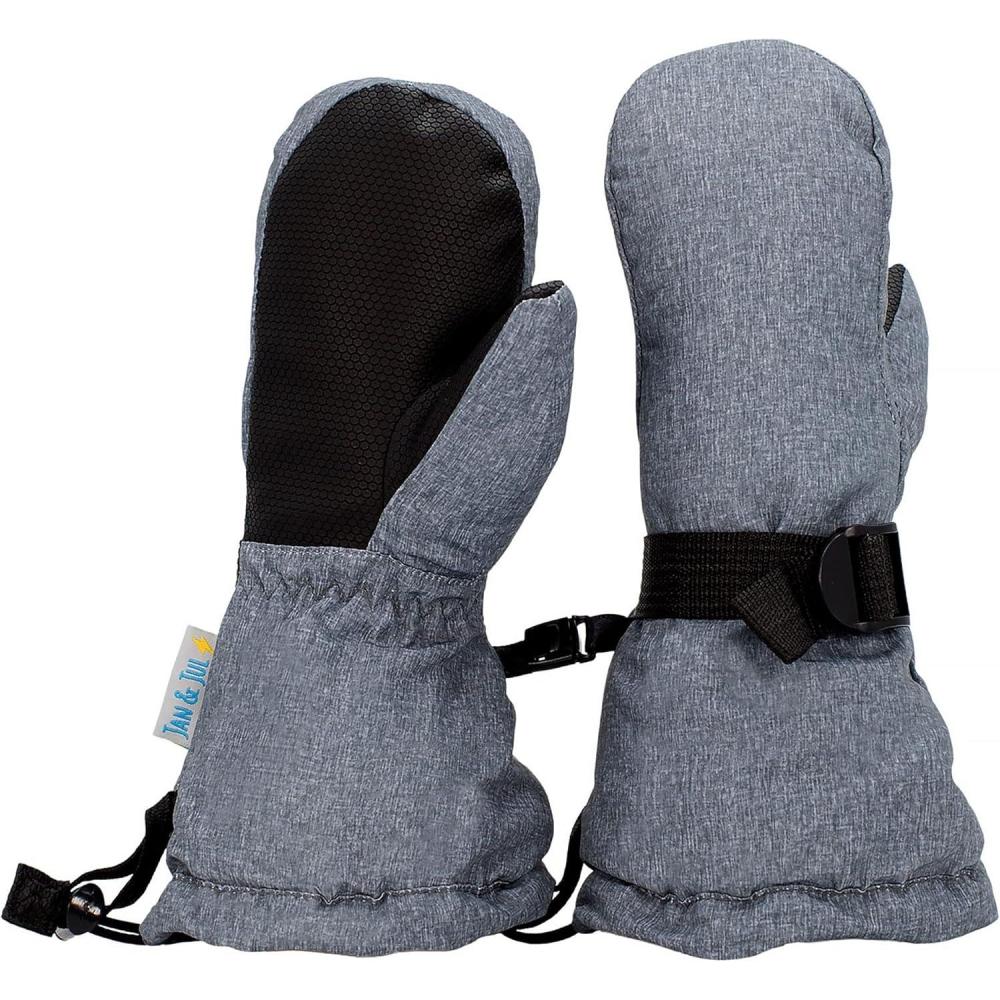 imageJAN ampamp JUL Boys StayOn Snow Mittens Waterproof InsulatedWith Thumb Heather Grey Rated 15