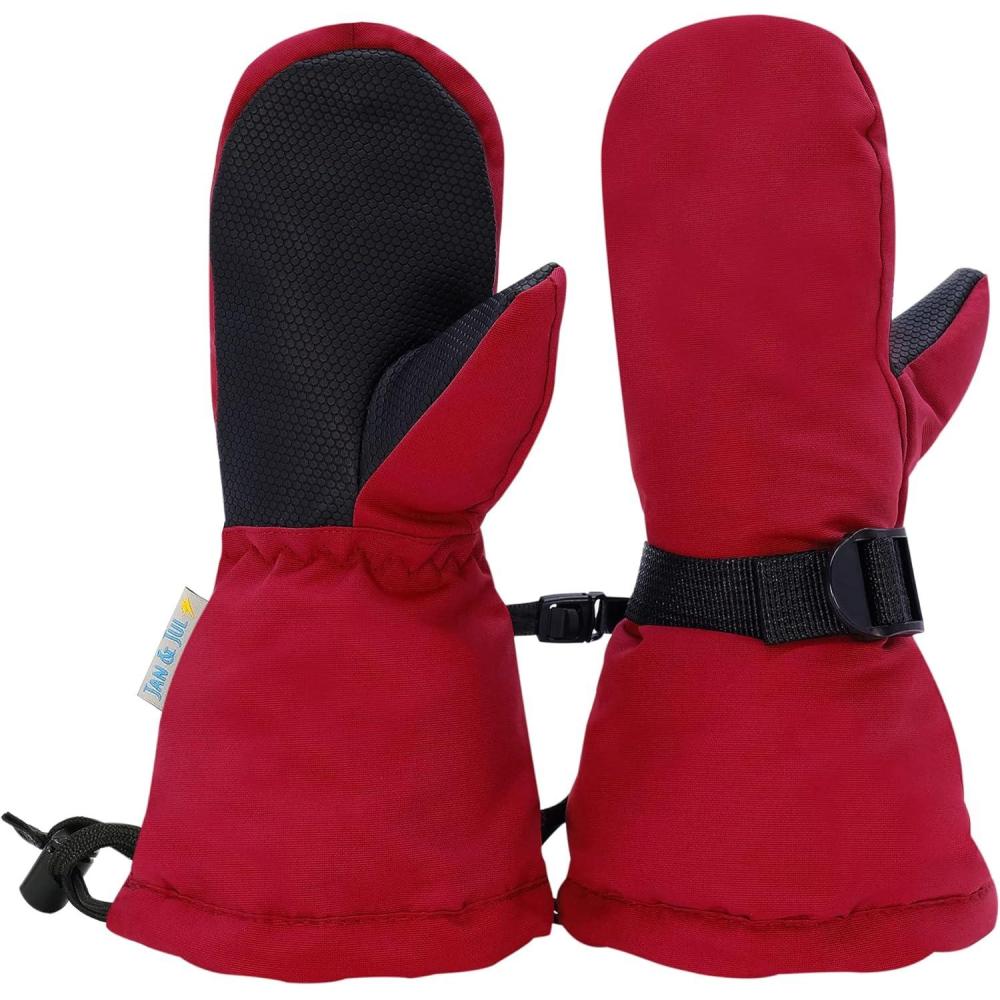 imageJAN ampamp JUL Girls Insulated Waterproof Snow Mittens for Toddler and KidsWith Thumb Red Rated 15