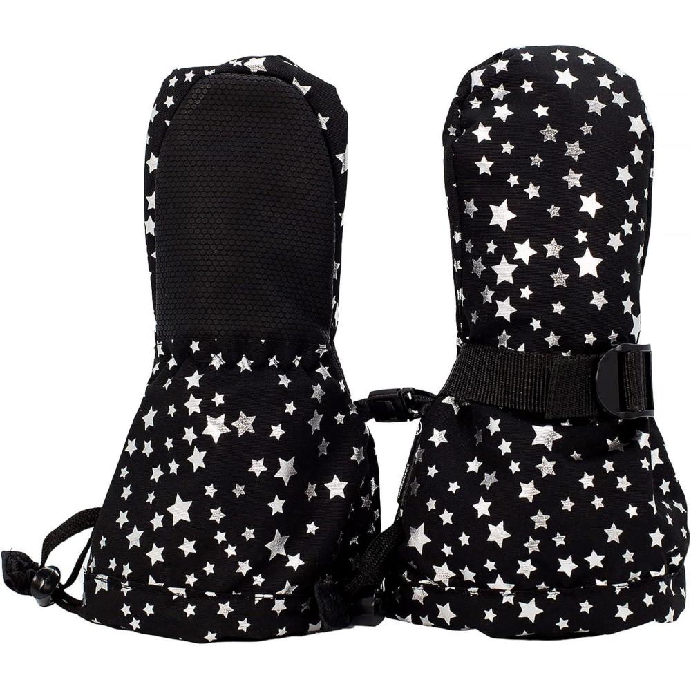 imageJAN ampamp JUL Mittens for Baby Toddler Kids Waterproof Insulated Winter Gloves for GirlsNo Thumb Black Star Rated 15