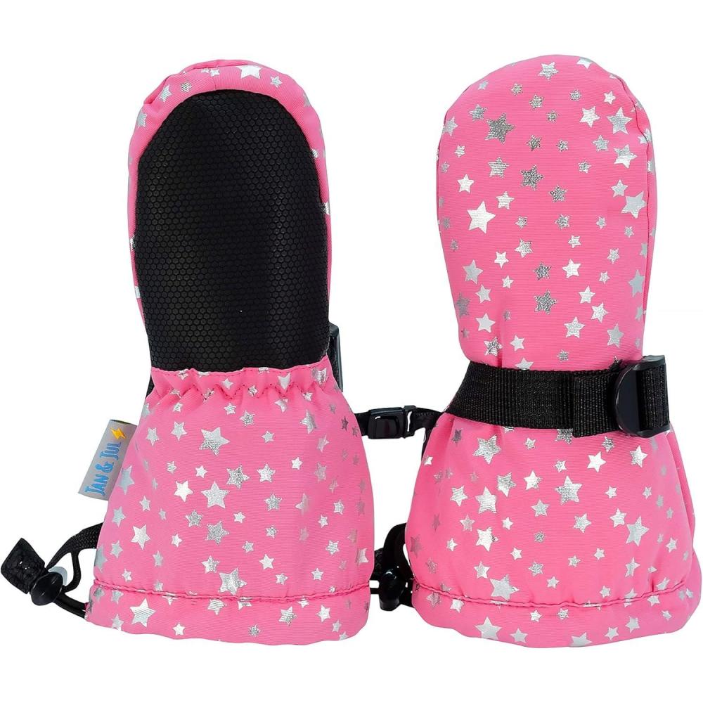 imageJAN ampamp JUL Mittens for Baby Toddler Kids Waterproof Insulated Winter Gloves for GirlsNo Thumb Watermelon Pink Star Rated 15