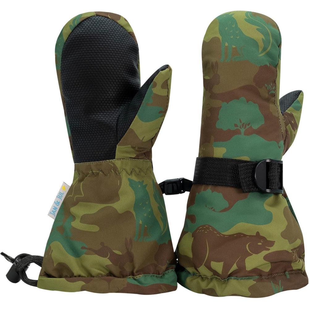 imageJAN ampamp JUL Mittens for Baby Toddler Kids Waterproof Winter Gloves for BoysWith Thumb Woodland Camo Rated 15