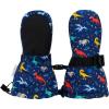 JAN & JUL Boys’ Stay-On Snow Mittens Waterproof Insulated(No Thumb: Space Dinos (Rated: -15 ℃))