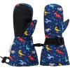 JAN & JUL Boys’ Stay-On Snow Mittens Waterproof Insulated(With Thumb: Space Dinos (Rated: -15 ℃))