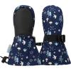 JAN & JUL Girls’ Insulated Waterproof Snow Mittens for Toddler and Kids(No Thumb: Navy Forest (Rated: -15 ℃))