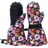 JAN & JUL Girls’ Insulated Waterproof Snow Mittens for Toddler and Kids(Winter Flowers)