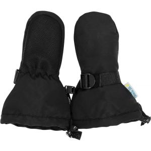 JAN & JUL Boys’ Stay-On Snow Mittens Waterproof Insulated(No Thumb: Black (Rated: -15 ℃))