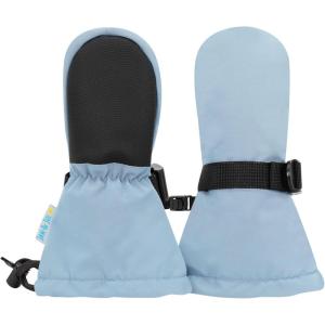 JAN & JUL Boys’ Stay-On Snow Mittens Waterproof Insulated(No Thumb: Dusty Blue (Rated: -15 ℃))