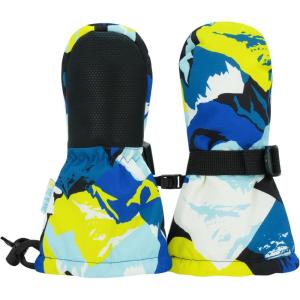 JAN & JUL Boys’ Stay-On Snow Mittens Waterproof Insulated(No Thumb: Neon Peaks (Rated: -15 ℃))