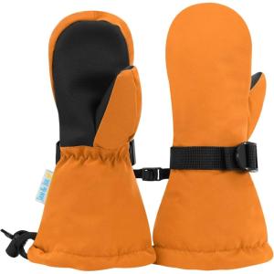 JAN & JUL Boys’ Stay-On Snow Mittens Waterproof Insulated(With Thumb: Cinnamon (Rated: -15 ℃))