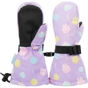 JAN & JUL Girls’ Insulated Waterproof Snow Mittens for Toddler and Kids(With Thumb: Macarons (Rated: -15 ℃))