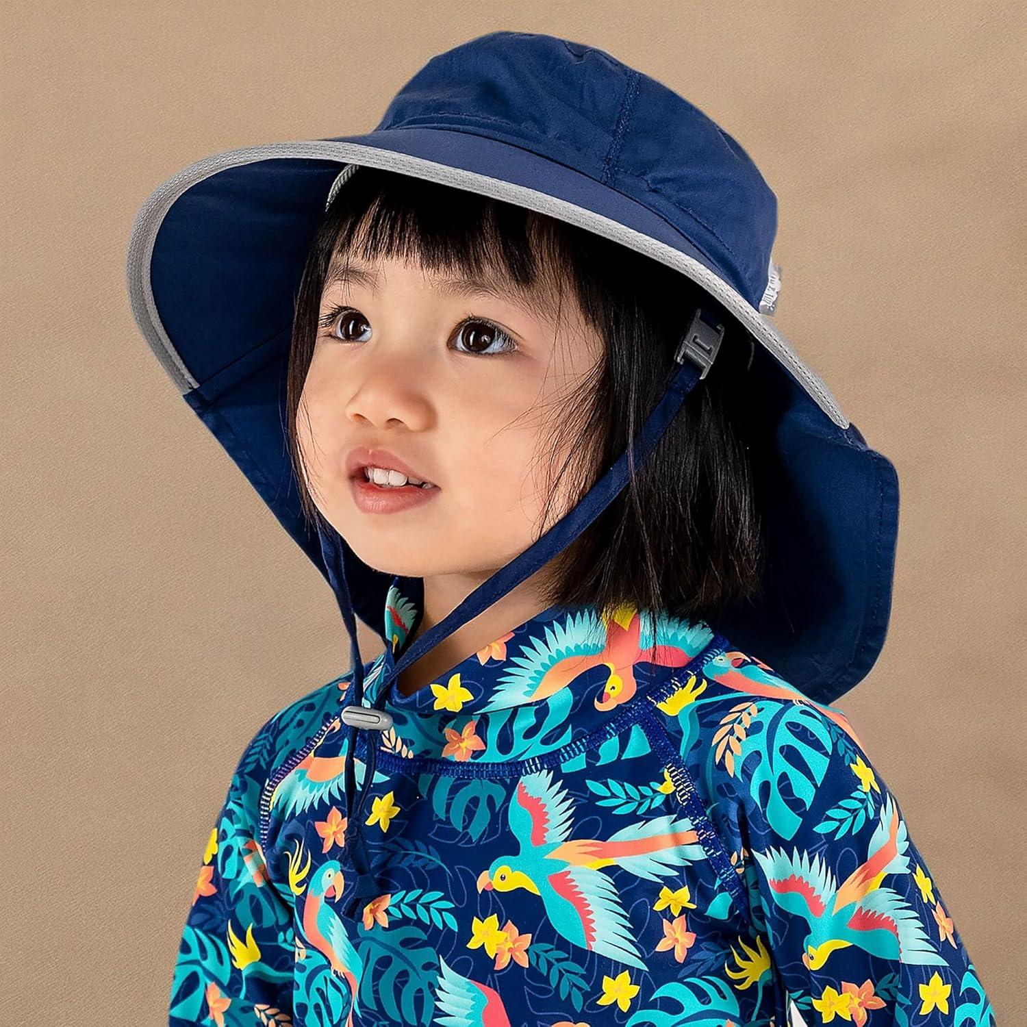 imageJAN ampamp JUL Girls GrowwithMe Cotton Xplorer Sun Hat with Large BrimGrey
