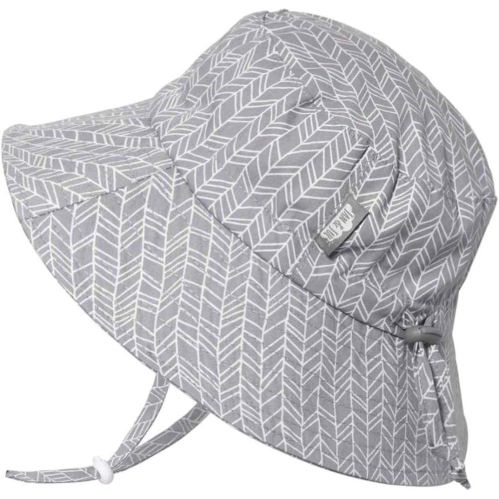 imageJAN ampamp JUL Girls GrowwithMe Cotton Bucket SunHats for Baby and KidsGrey Herringbone