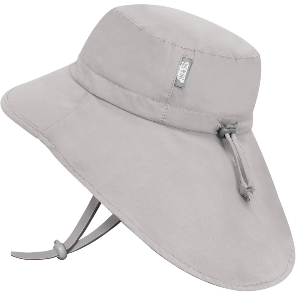 imageJAN ampamp JUL Girls GrowwithMe Cotton Xplorer Sun Hat with Large BrimAsh Grey