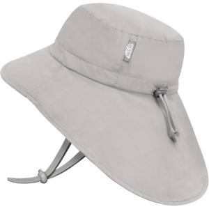 JAN & JUL Girls’ Grow-with-Me Cotton Xplorer Sun Hat with Large Brim(Ash Grey)