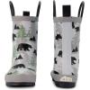 Baby Toddler Kids Natural Rubber Rain Boots Easy-on with Soft Cotton Lining for Girls Boys(Bear With Handles)