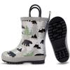 Baby Toddler Kids Natural Rubber Rain Boots Easy-on with Soft Cotton Lining for Girls Boys(Bear With Handles)
