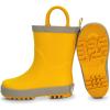 Baby Toddler Kids Natural Rubber Rain Boots Easy-on with Soft Cotton Lining for Girls Boys(Bright Yellow With Handles)