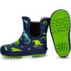 Baby Toddler Kids Natural Rubber Rain Boots Easy-on with Soft Cotton Lining for Girls Boys(Dinoland With Elastic)
