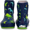 Baby Toddler Kids Natural Rubber Rain Boots Easy-on with Soft Cotton Lining for Girls Boys(Dinoland With Elastic)