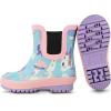 Baby Toddler Kids Natural Rubber Rain Boots Easy-on with Soft Cotton Lining for Girls Boys(Enchanted With Elastic)
