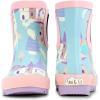 Baby Toddler Kids Natural Rubber Rain Boots Easy-on with Soft Cotton Lining for Girls Boys(Enchanted With Elastic)